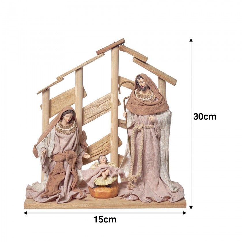 Presépio Tecido Com Cabana 30X15X30cm Presépio Tecido Com Cabana 30X15X30cm