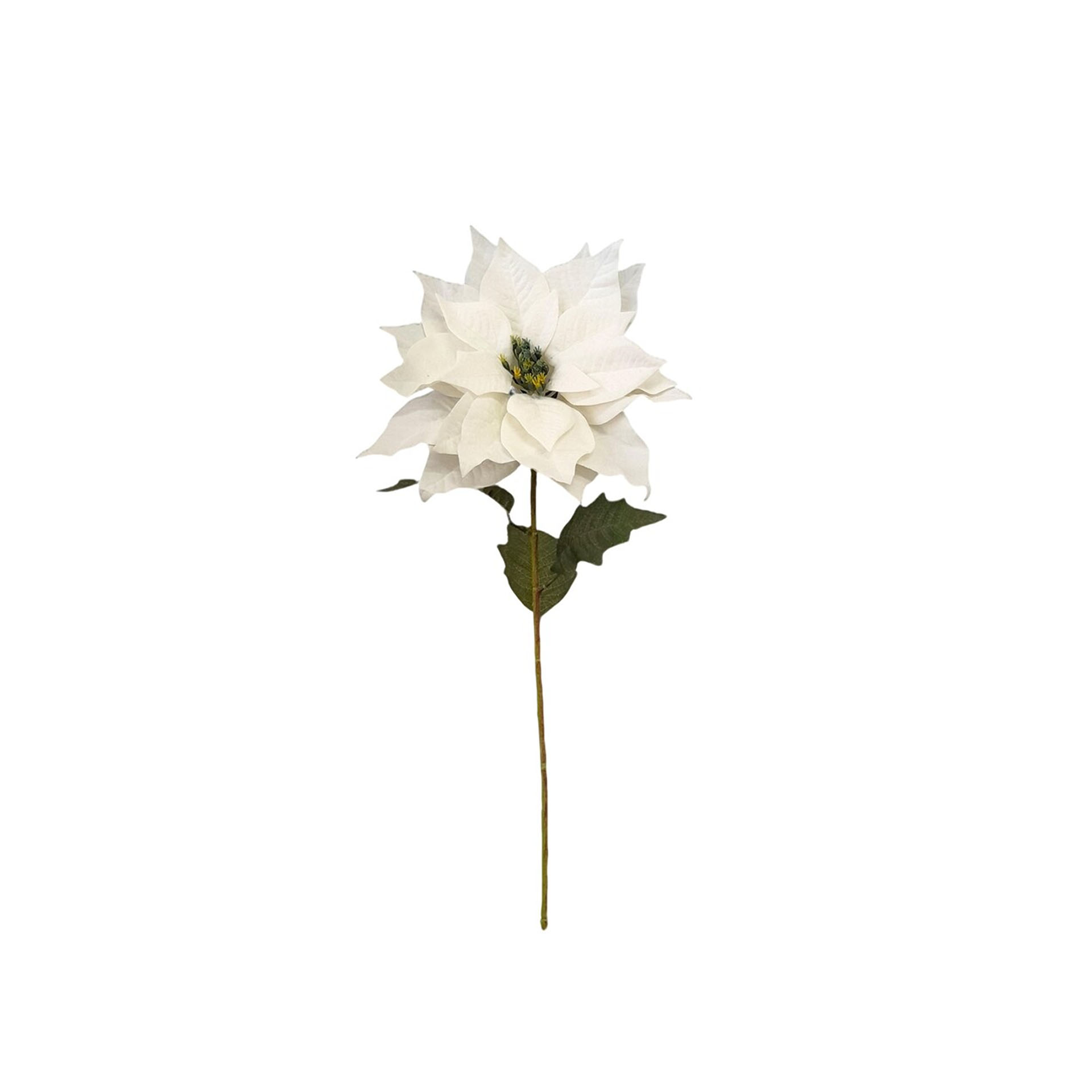 Haste Poinsetia Veludo 3 Folhas Bege 80cm