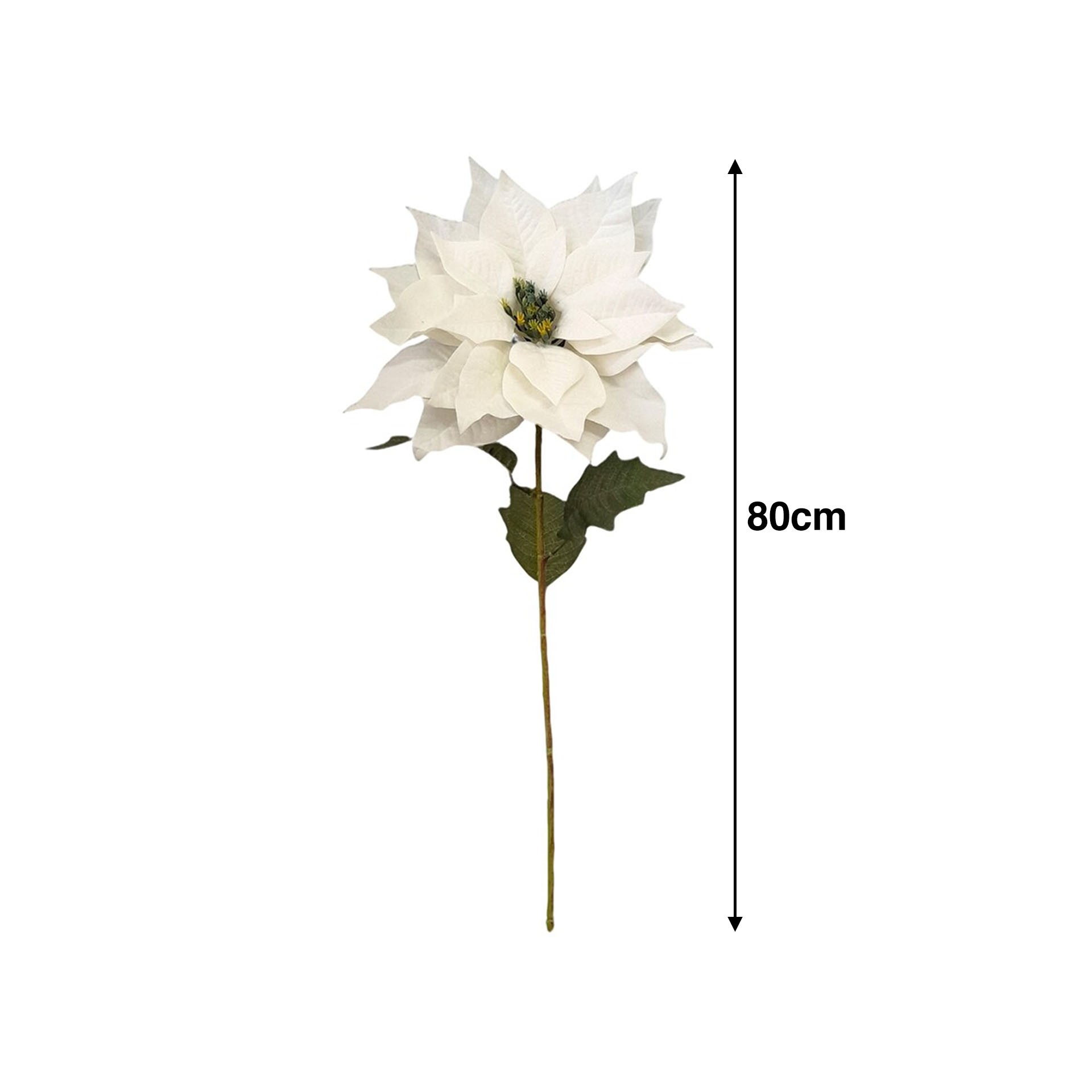 Haste Poinsetia Veludo 3 Folhas Bege 80cm
