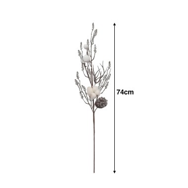 Haste De Algodão E Pinha 74cm
