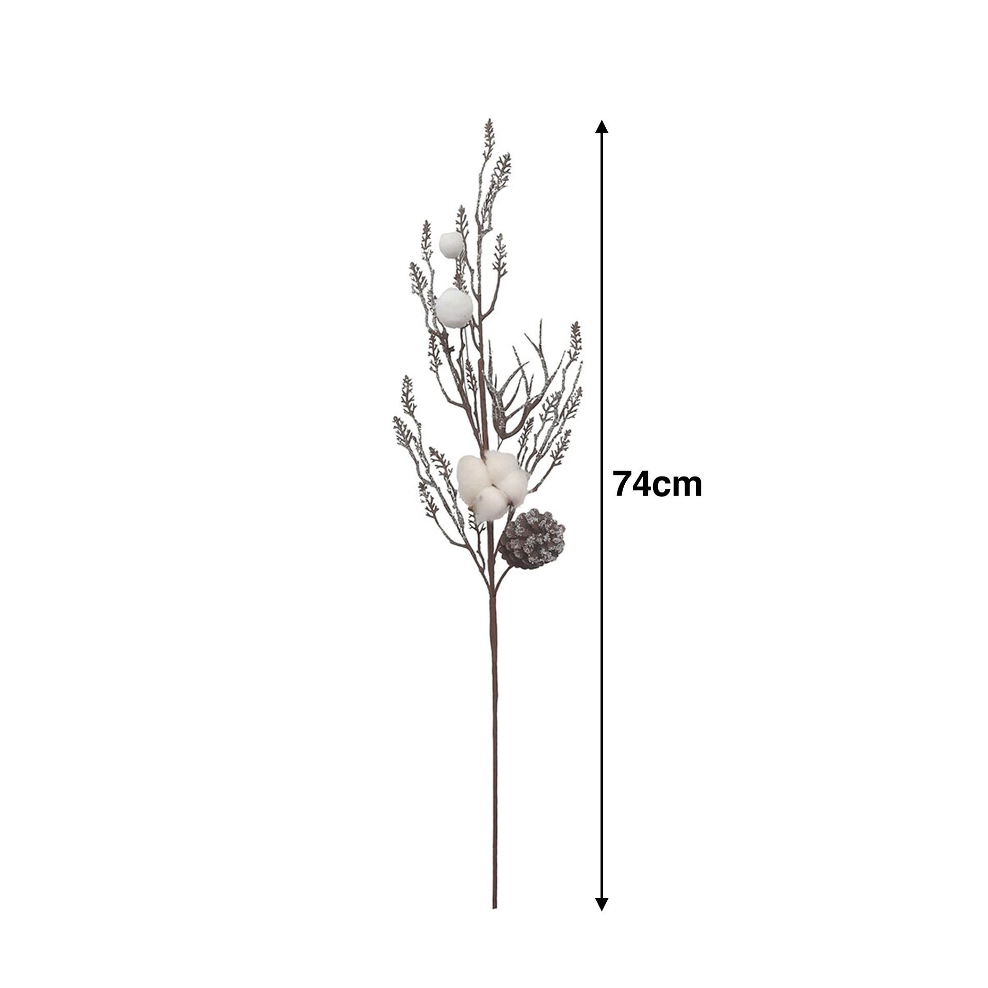 Haste De Algodão E Pinha 74cm