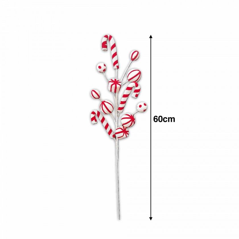 Haste Bengalas E Bolas De Natal 60cm Haste Bengalas E Bolas De Natal 60cm