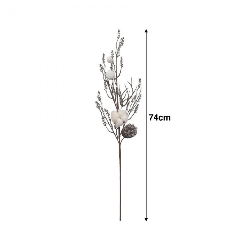 Haste De Algodão E Pinha 74cm Haste De Algodão E Pinha 74cm