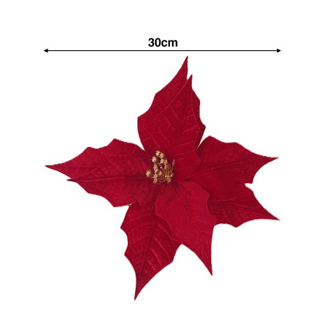 Haste Poinsetia Veludo Mola 30cm - Image product
