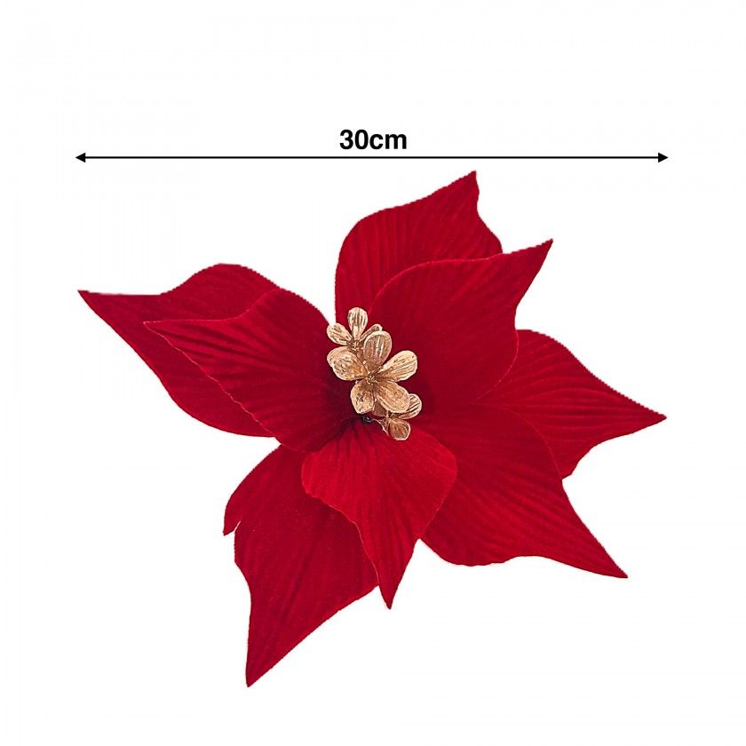 Haste Poinsetia Veludo Mola 30cm Haste Poinsetia Veludo Mola 30cm