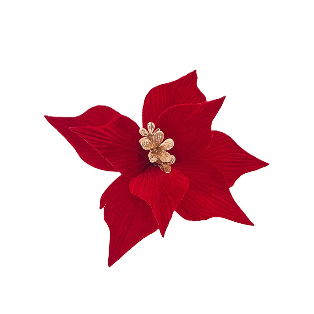 Haste Poinsetia Veludo Mola 30cm