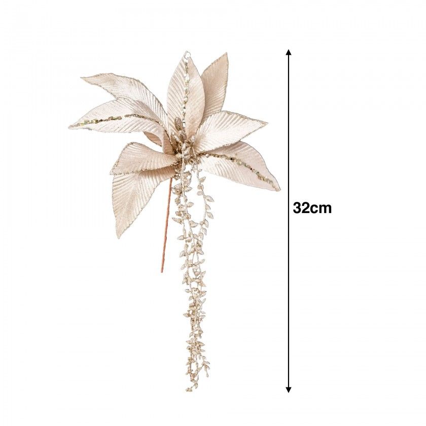 Haste Poinsetia Veludo E Lantejoulas 32cm Haste Poinsetia Veludo E Lantejoulas 32cm