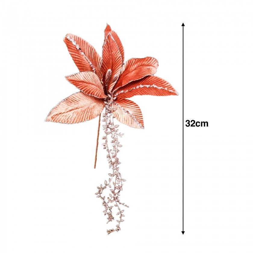 Haste Poinsetia Veludo E Lantejoulas 32cm Haste Poinsetia Veludo E Lantejoulas 32cm