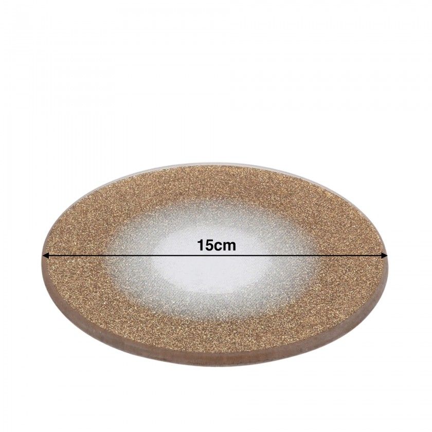 Prato Vidro Ouro 15cm Prato Vidro Ouro 15cm