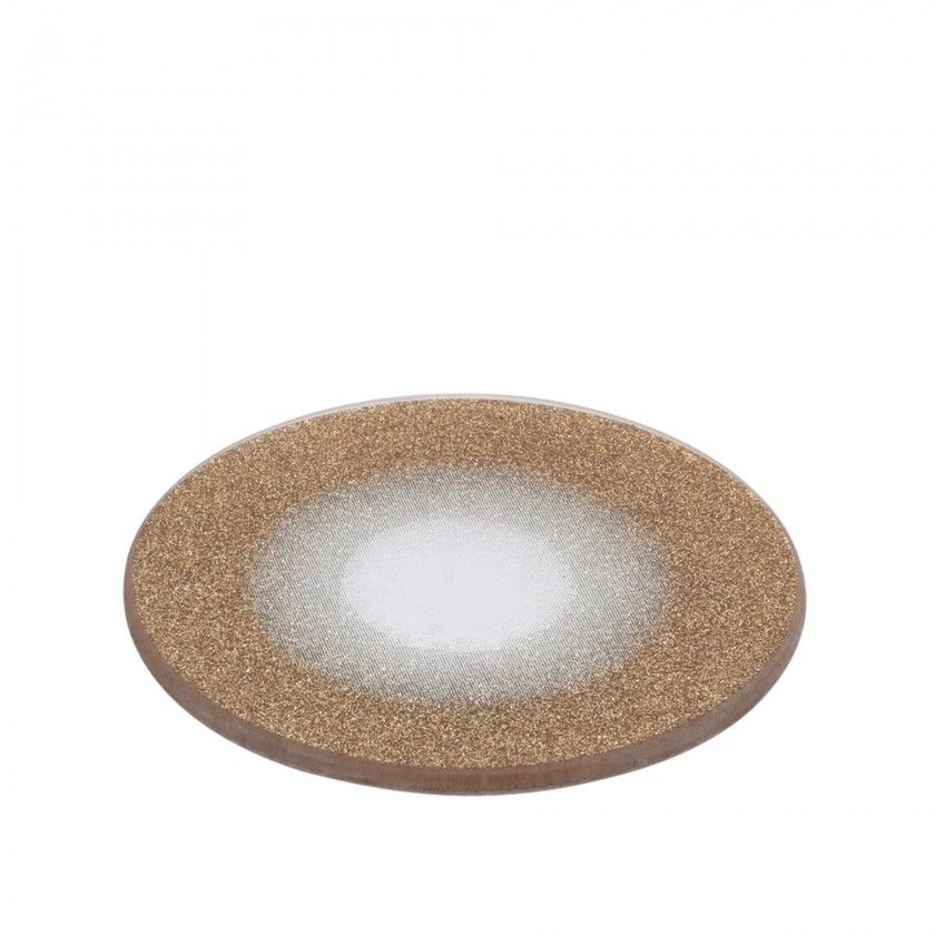 Prato Vidro Ouro 15cm Prato Vidro Ouro 15cm