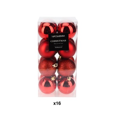 Bola Natal Vermelho 5cm Pack 16
