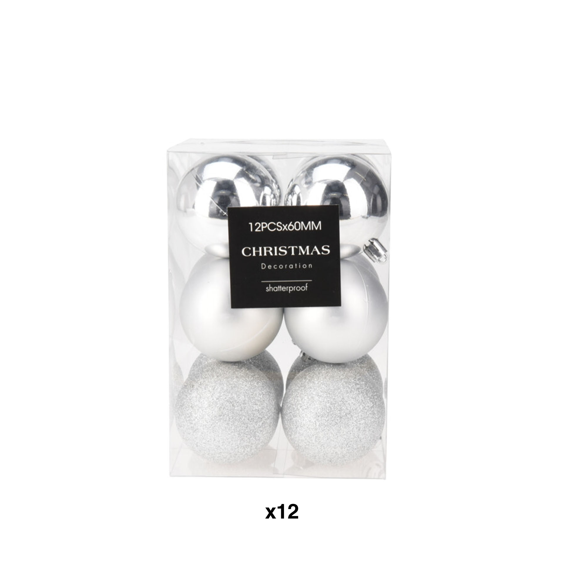 Bola Natal Prata 6cm Pack 12
