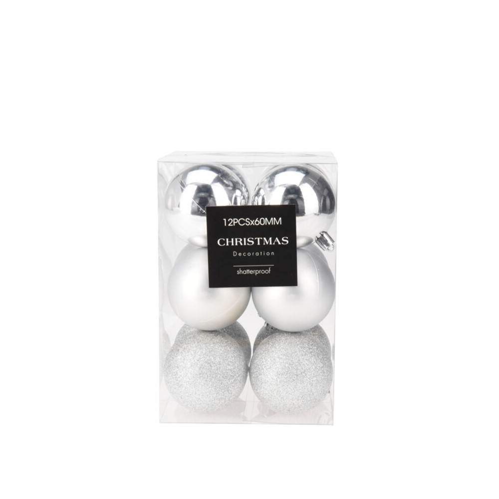 Bola Natal Prata 6cm Pack 12