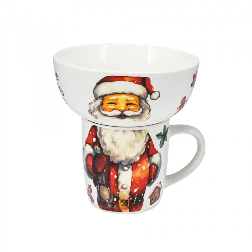 Caneca Natal 360ml com tigela 600ml Porcelana Caneca Natal 360ml com tigela 600ml Porcelana