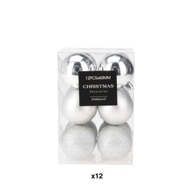 Bola Natal Prata 6cm Pack 12