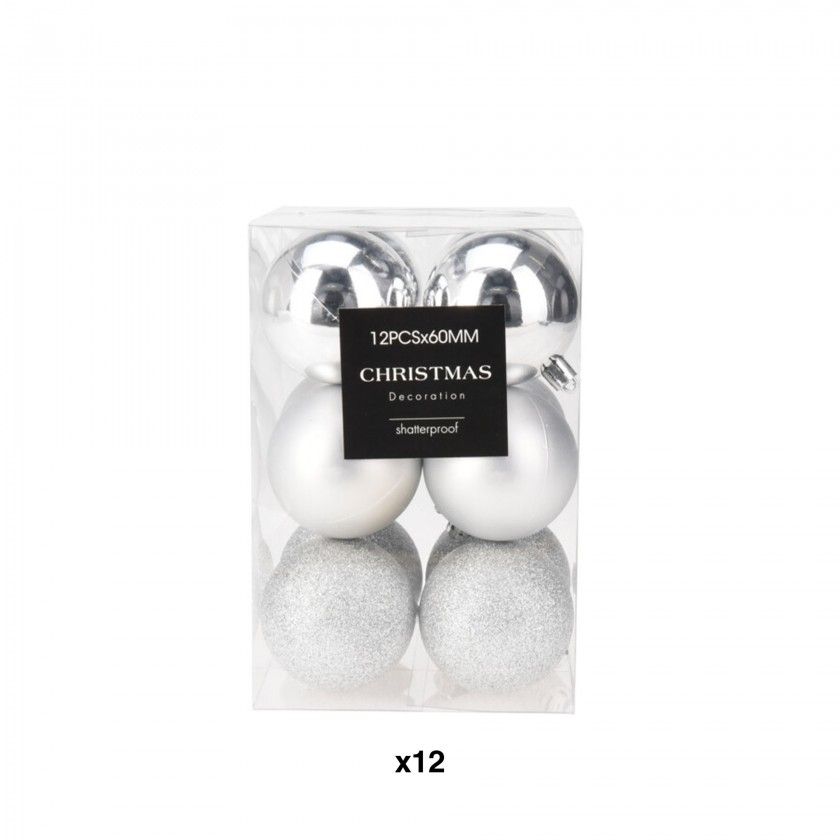 Bola Natal Prata 6cm Pack 12 Bola Natal Prata 6cm Pack 12