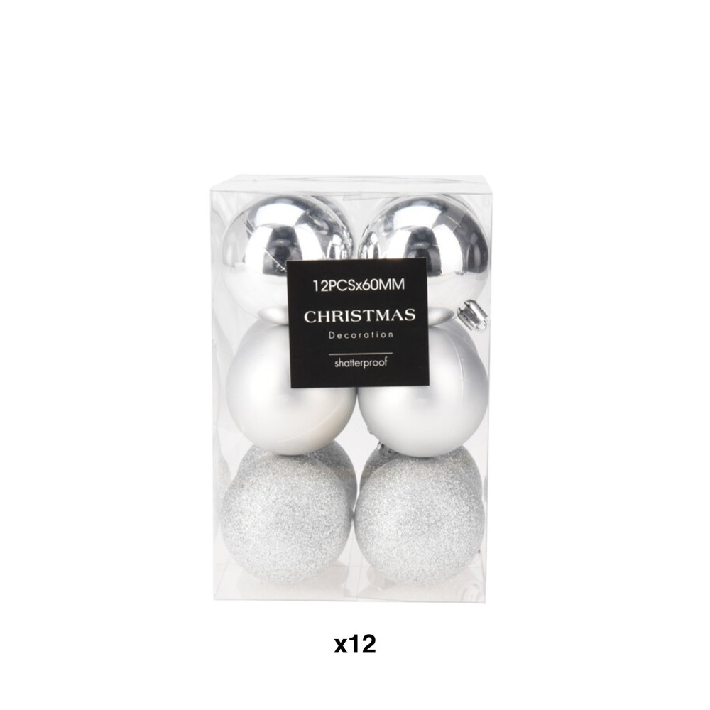 Bola Natal Prata 6cm Pack 12
