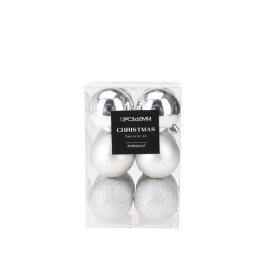Bola Natal Prata 6cm Pack 12