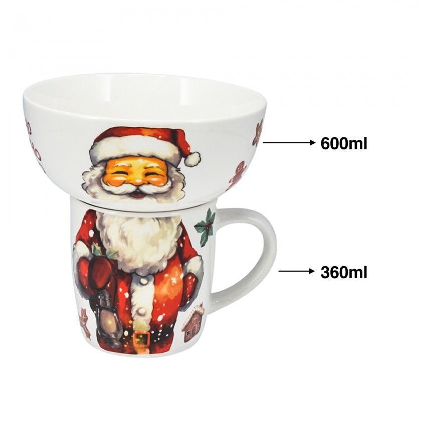 Caneca Natal 360ml com tigela 600ml Porcelana Caneca Natal 360ml com tigela 600ml Porcelana