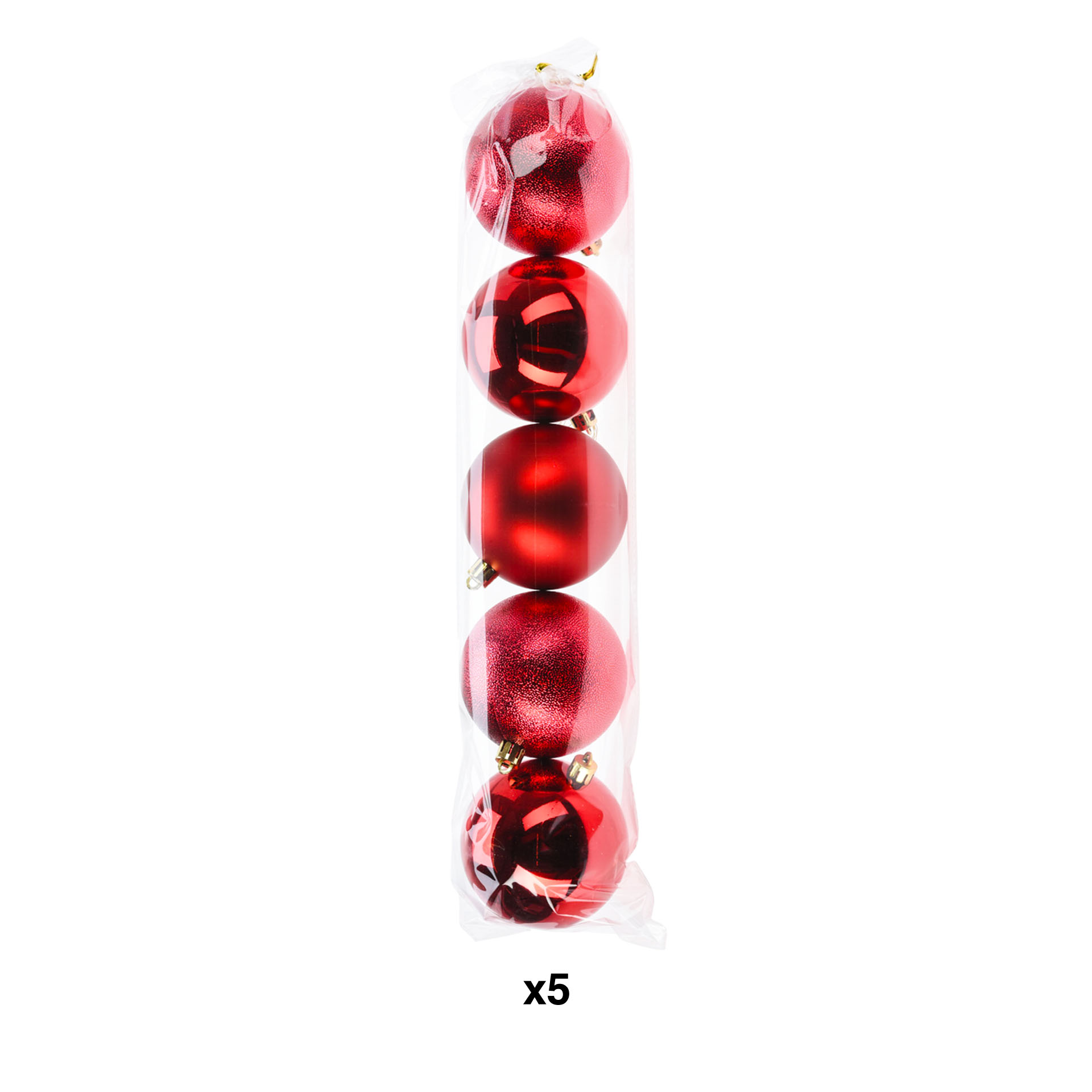 Bola Natal Vermelho 8cm Pack 5
