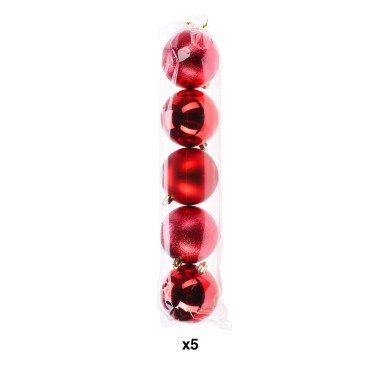 Bola Natal Vermelho 8cm Pack 5
