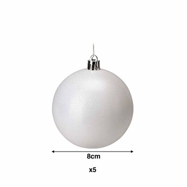 Bola Natal Branco 8cm Pack 5