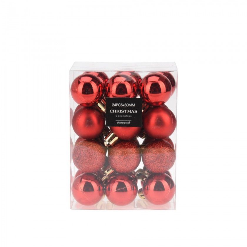 Bola Natal Vermelho 3cm Pack 25