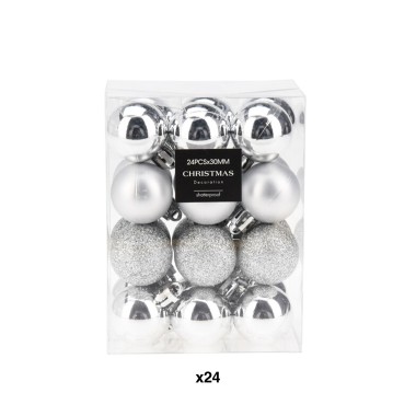 Bola Natal Prata 3cm Pack 24