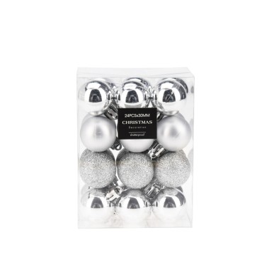 Bola Natal Prata 3cm Pack 24