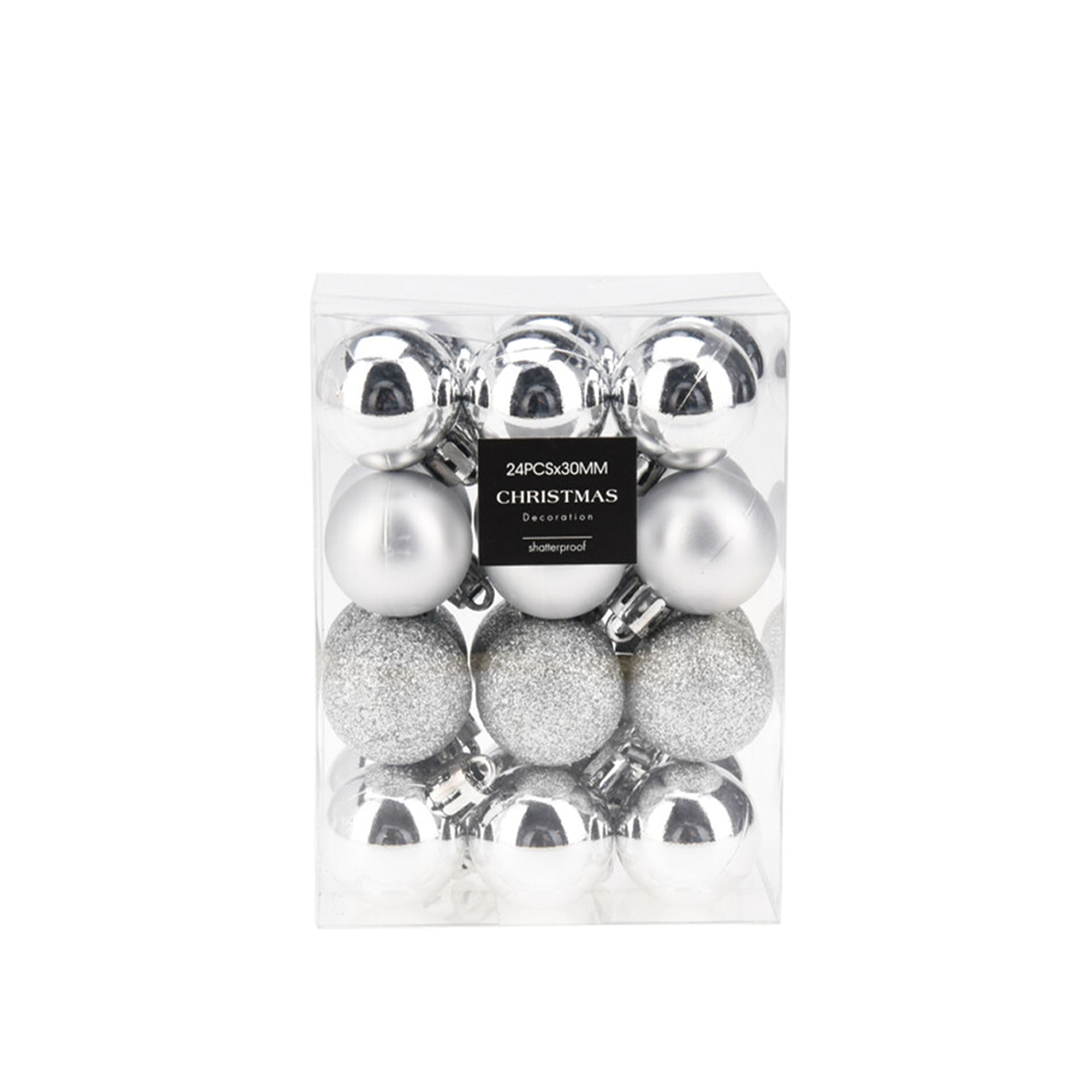 Bola Natal Prata 3cm Pack 24