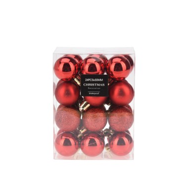 Bola Natal Vermelho 3cm Pack 25
