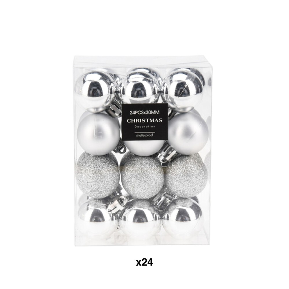 Bola Natal Prata 3cm Pack 24