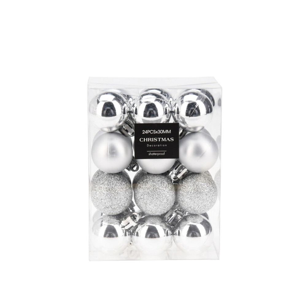 Bola Natal Prata 3cm Pack 24