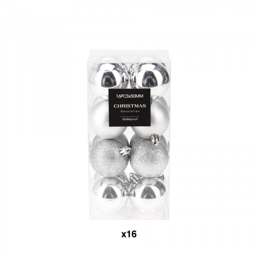 Bola Natal Prata 5cm Pack 16 Bola Natal Prata 5cm Pack 16
