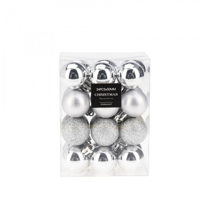 Bola Natal Prata 3cm Pack 24 Bola Natal Prata 3cm Pack 24