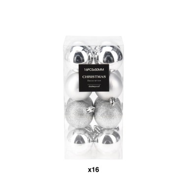Bola Natal Prata 5cm Pack 16