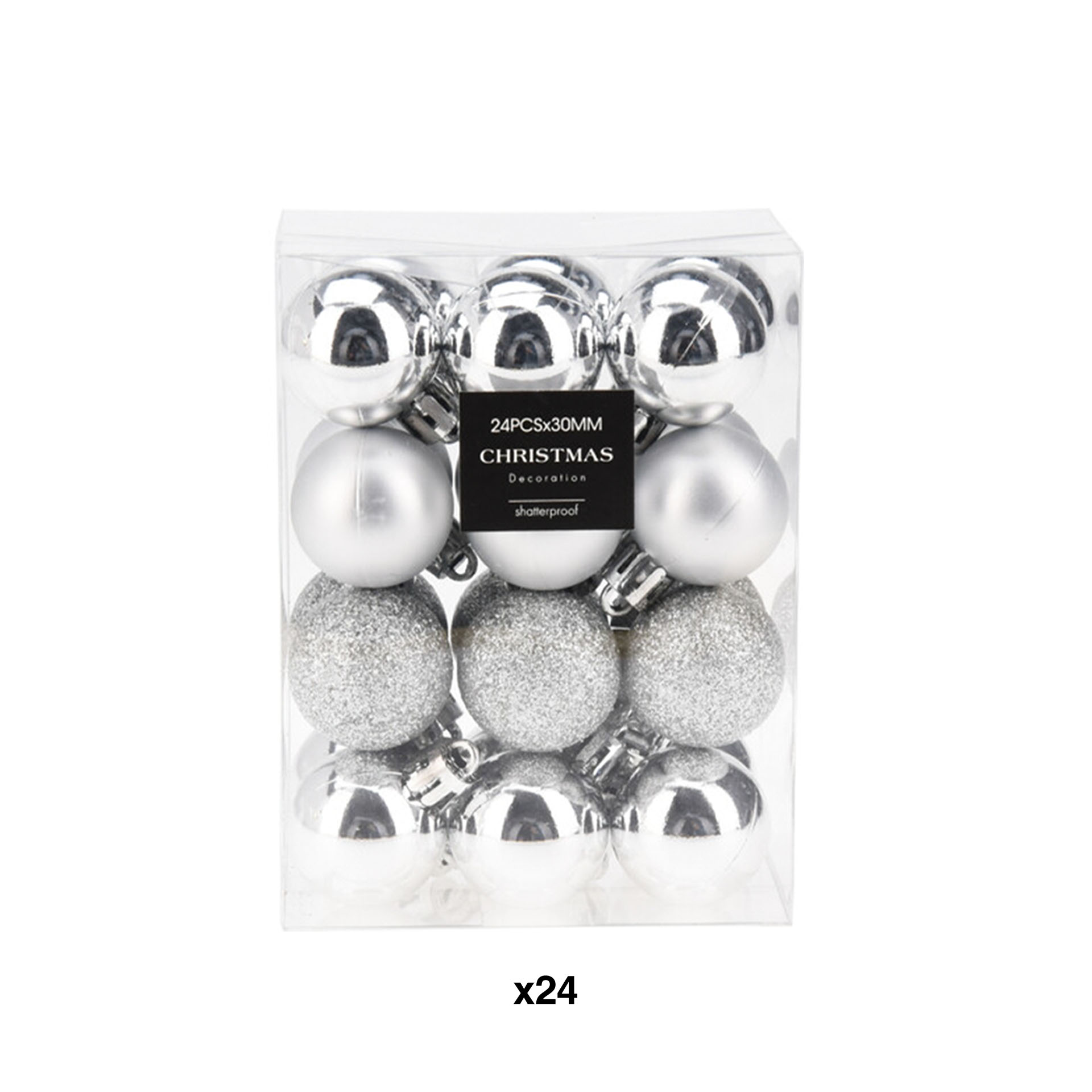 Bola Natal Prata 3cm Pack 24