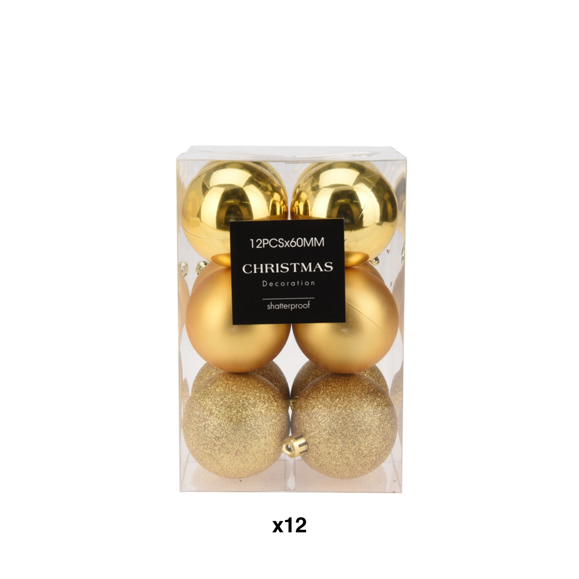 Bola Natal Dourada 6cm Pack 12