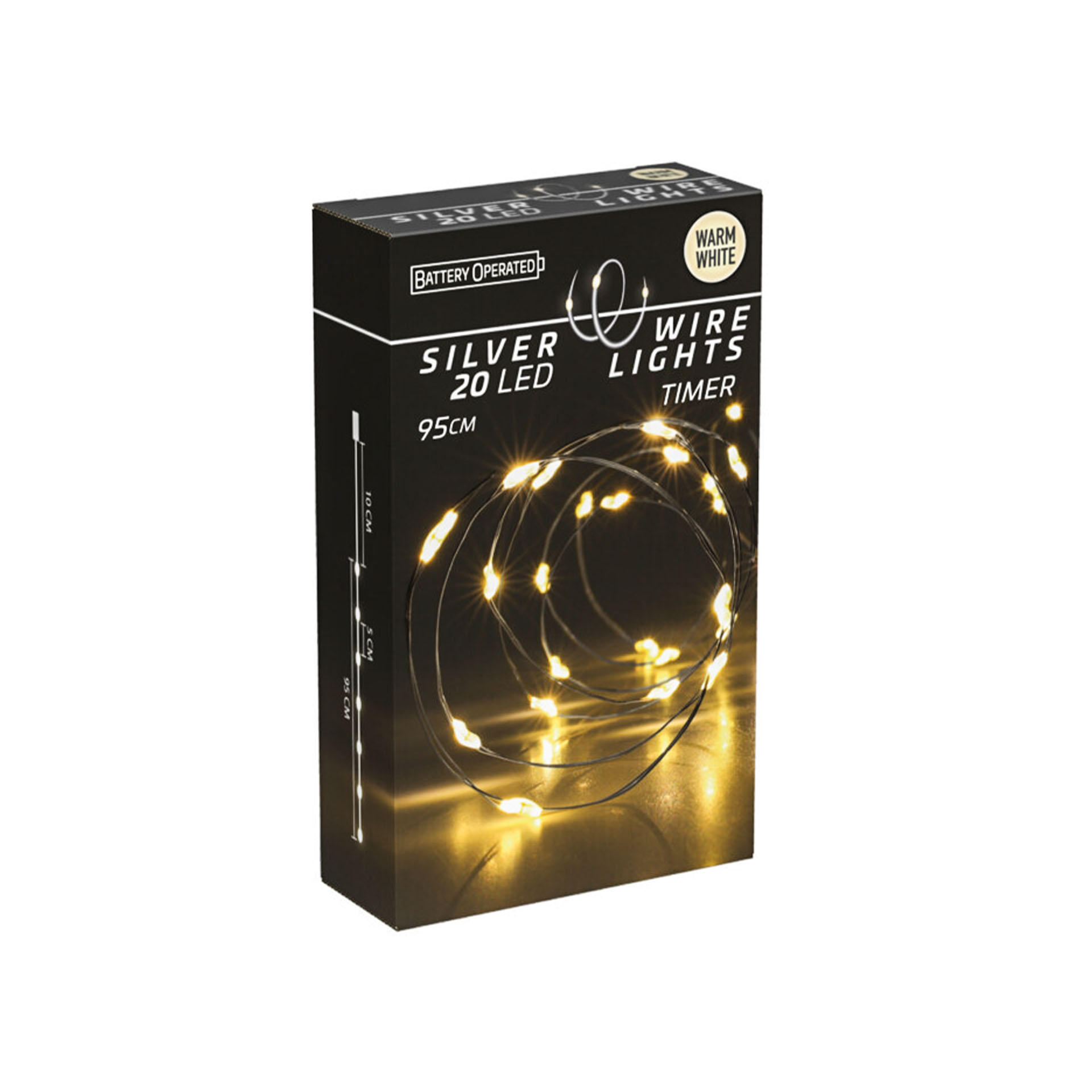 Grinalda Natal Fio Prata 20 Led Luz Quente 95cm