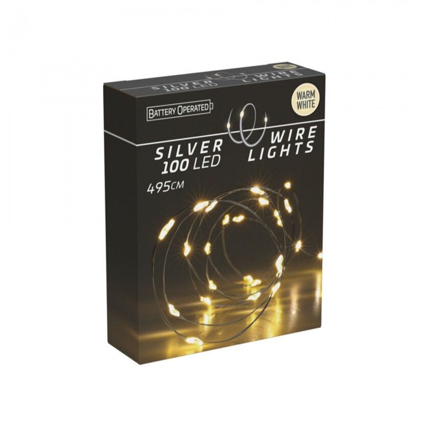 Grinalda Natal Fio Prata 100 Led Luz Quente 495cm Grinalda Natal Fio Prata 100 Led Luz Quente 495cm