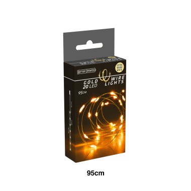 Grinalda Natal Fio Ouro 20 Led Luz Quente 95cm