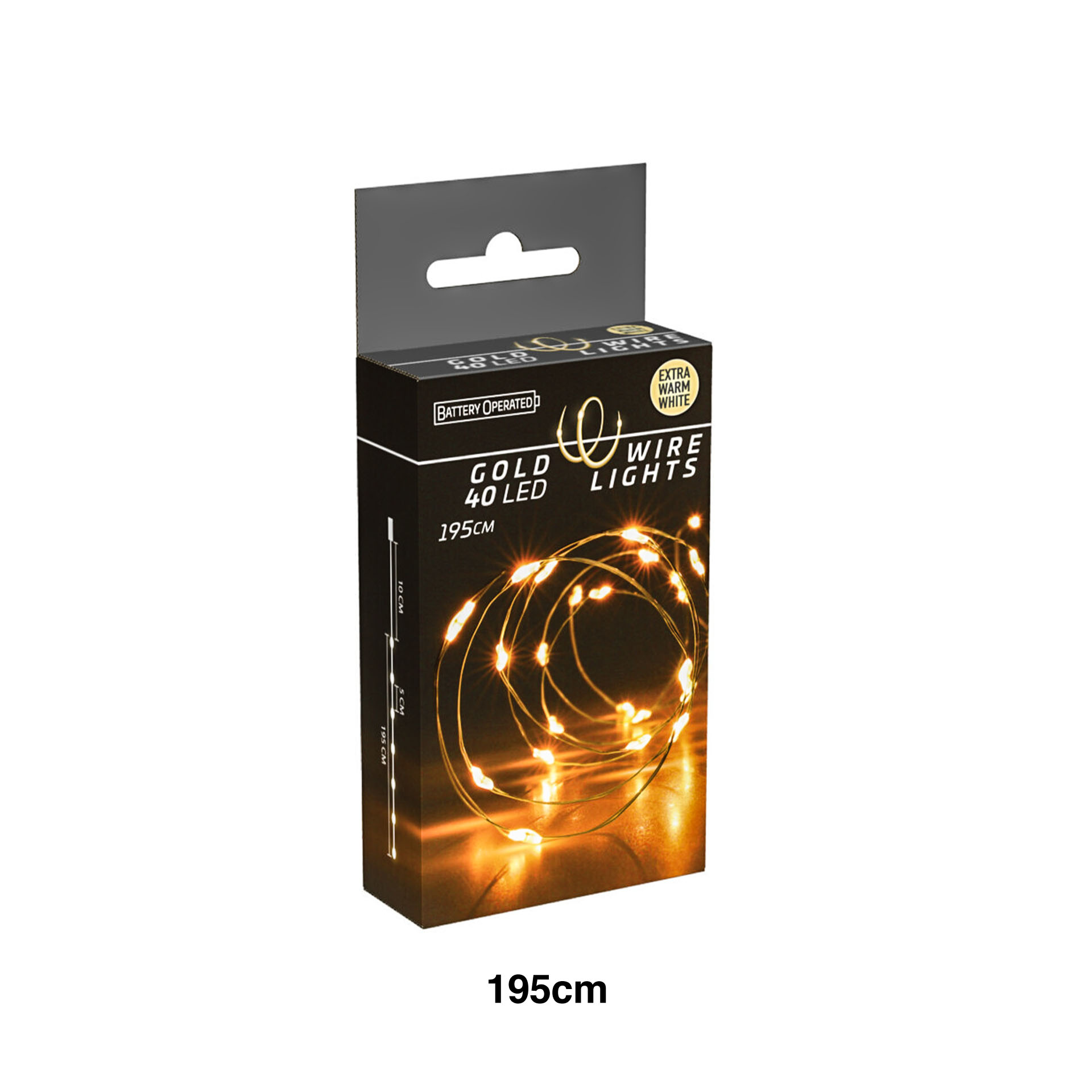 Grinalda Natal Fio Ouro 40 Led Luz Quente 195cm