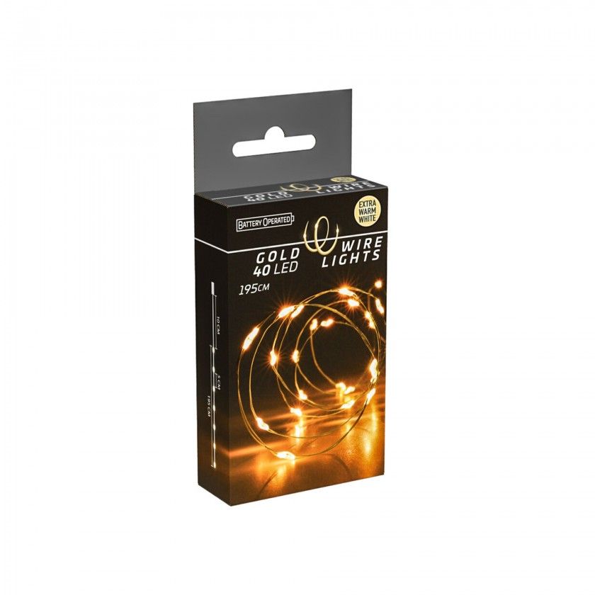 Grinalda Natal Fio Ouro 40 Led Luz Quente 195cm Grinalda Natal Fio Ouro 40 Led Luz Quente 195cm