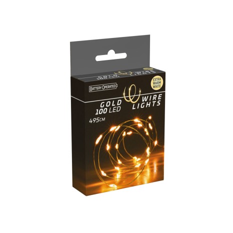 Grinalda Natal Fio Ouro 100 Led Luz Quente 495cm - Image product