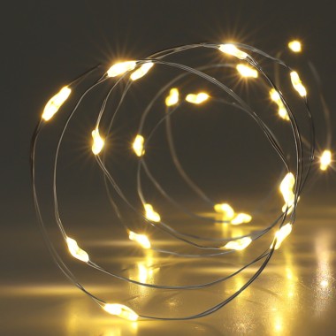 Grinalda Natal Fio Prata 20 Led Luz Quente 95cm