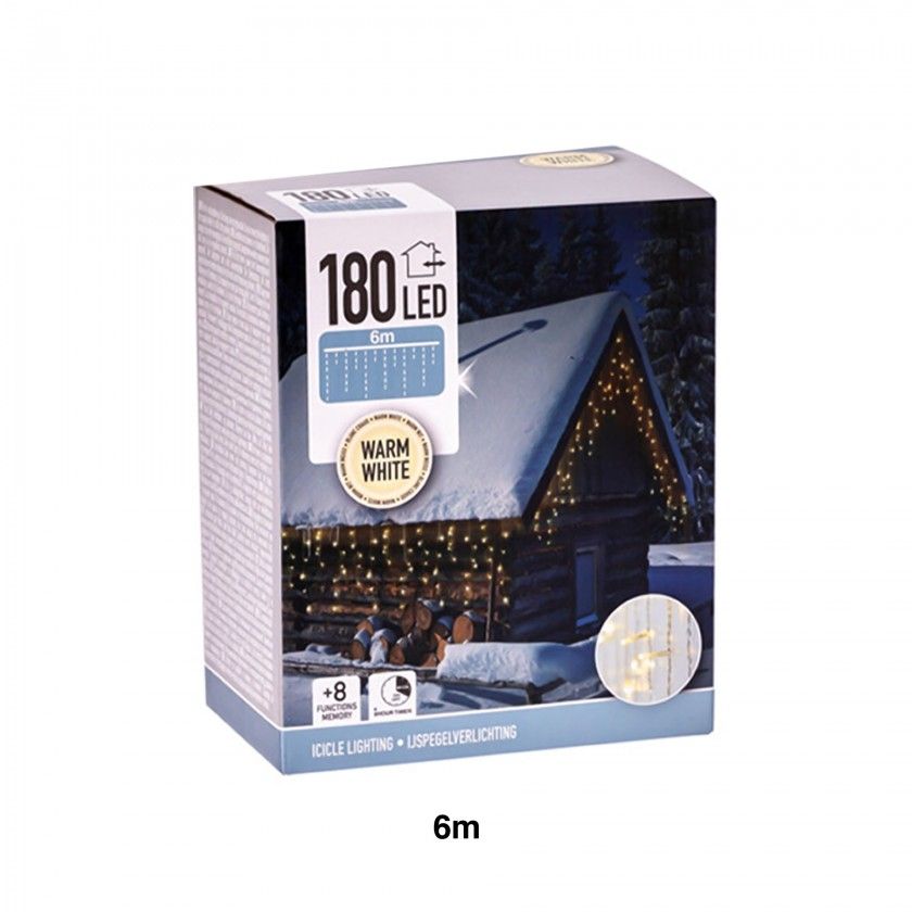 Cortina Natal Exterior 180 Led Luz Quente 6m Cortina Natal Exterior 180 Led Luz Quente 6m