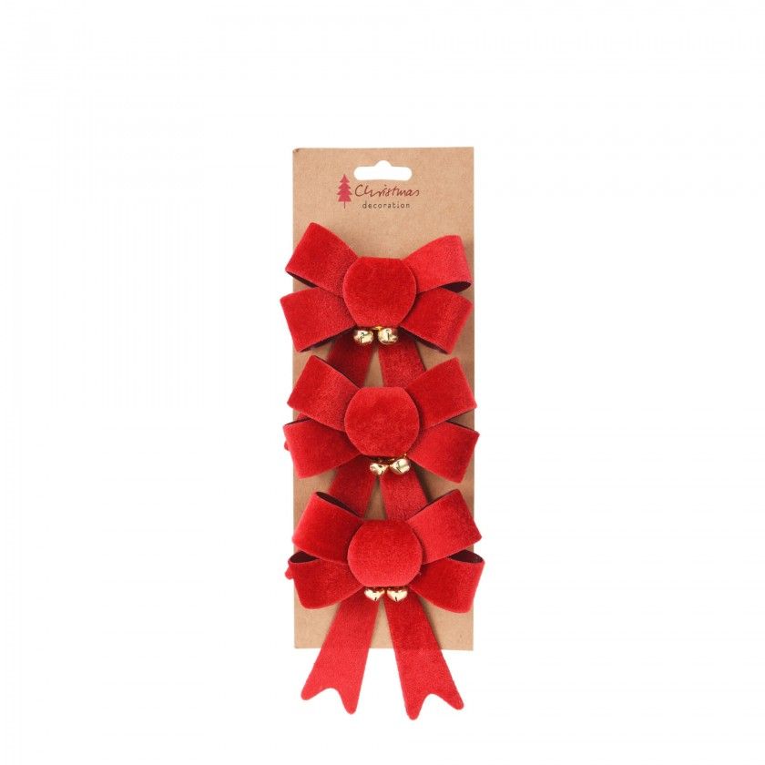 Laço Natal Veludo Vermelho 13cm Pack 5 Laço Natal Veludo Vermelho 13cm Pack 5