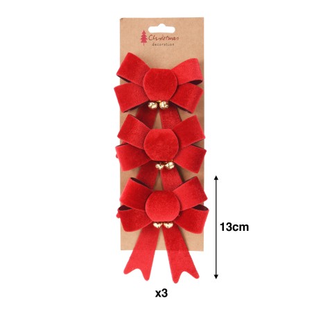 Laço Natal Veludo Vermelho 13cm Pack 3 - Image product