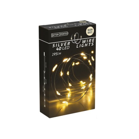 Grinalda Natal Fio Prata 40 Led Luz Quente 195cm - Image product