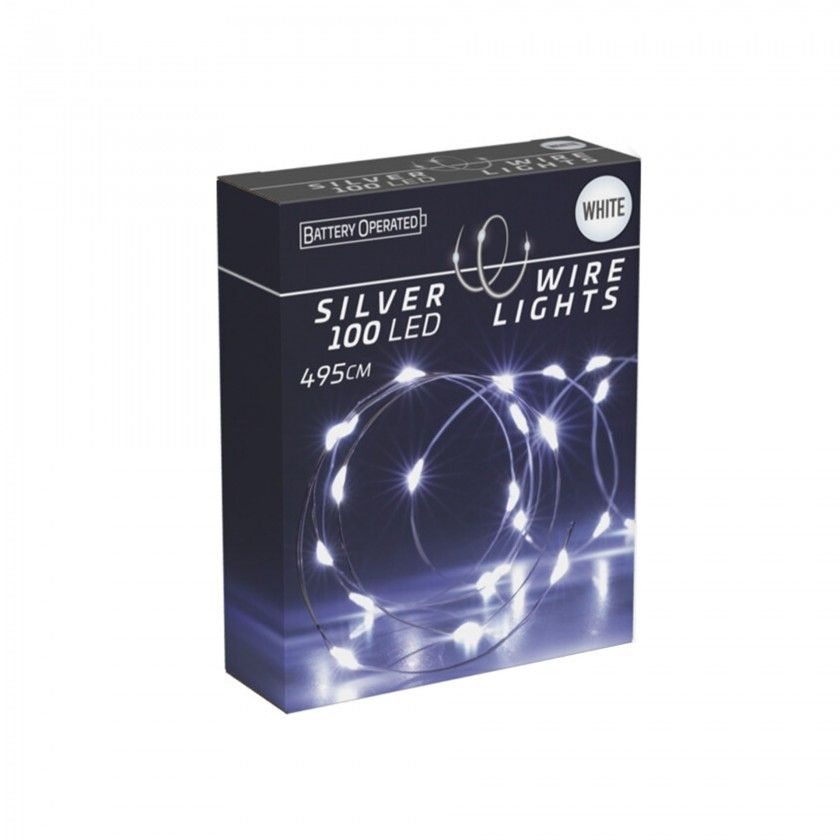 Grinalda Natal Fio Prata 100Led Luz Branca 495cm Grinalda Natal Fio Prata 100Led Luz Branca 495cm